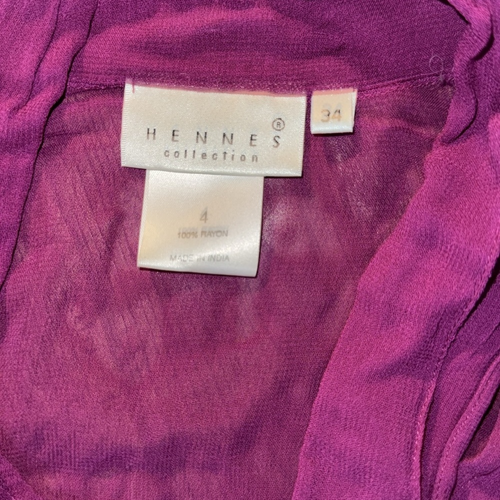 HENNES Collection Rich Purple Sheer Top Size 4 - Picture 2 of 4